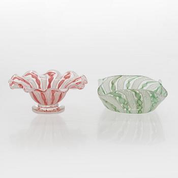 A set of two mid-20th century glass bowls, Murano Italy.