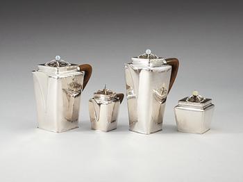 A four pieces of an Art Noveau coffee service, probably Dutch,