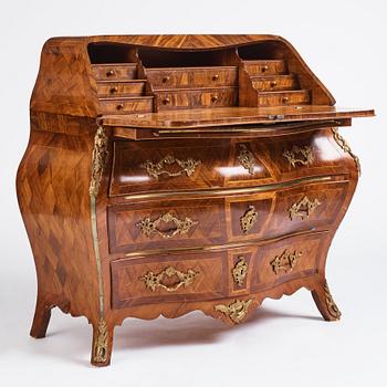 A rosewood and gilt-brass mounted rococo secretaire by G. Foltiern (master in Stockholm 1771-1804).