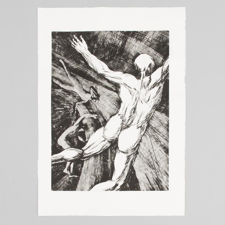 MARJATTA NUOREVA, graphic portfolio, mezzotint and drypoint 12 pcs, signed, numbered.