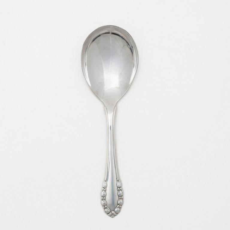 Georg Jensen, large serving spoon, silver, model "Lily of the Valley", Copenhagen, Denmark 1931.