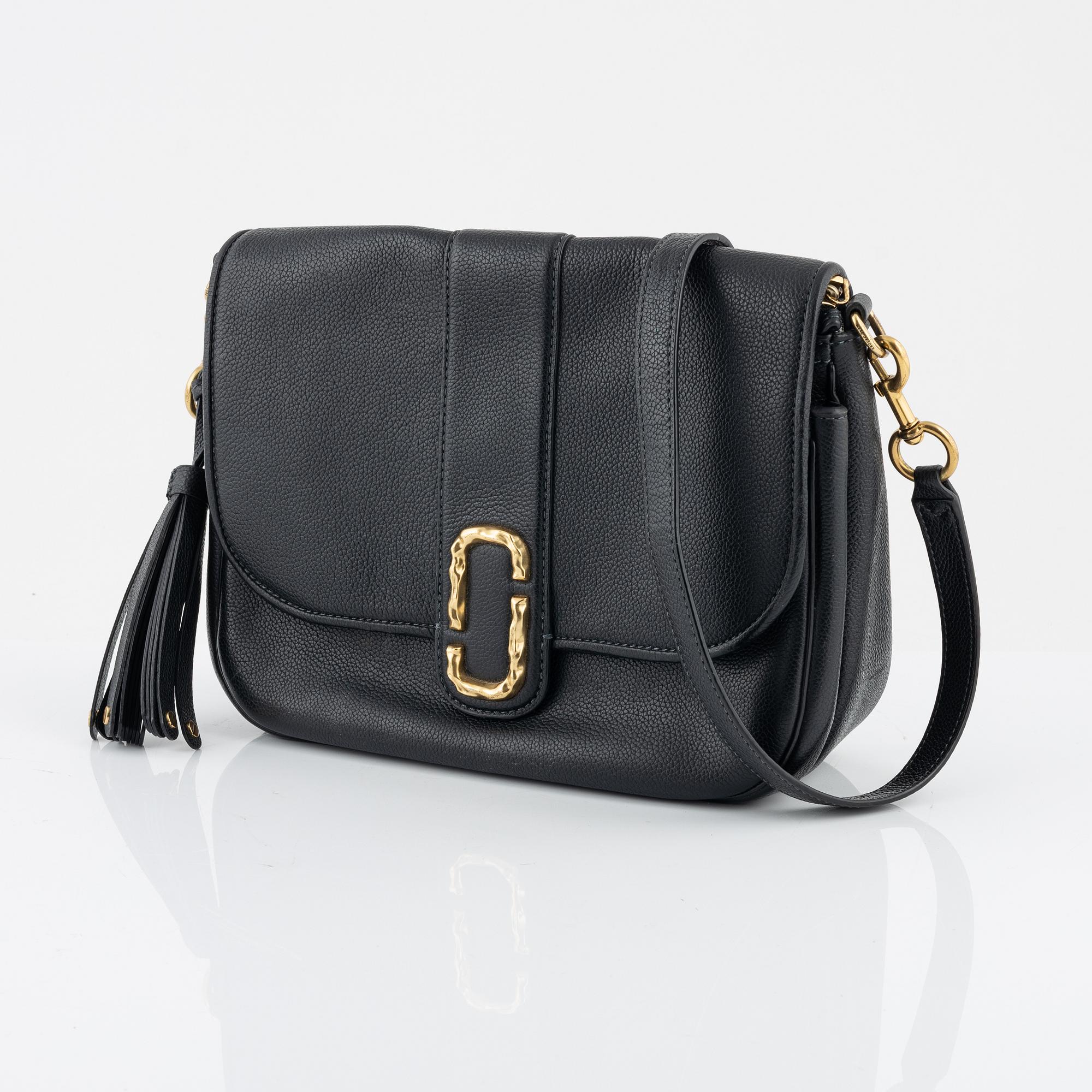 Marc Jacobs, a black leather 'Interlock Courier' messenger bag.