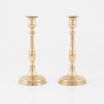 Skultuna Messingsbruk, candlesticks, brass, a pair, "N 62", second half of the 19th century.