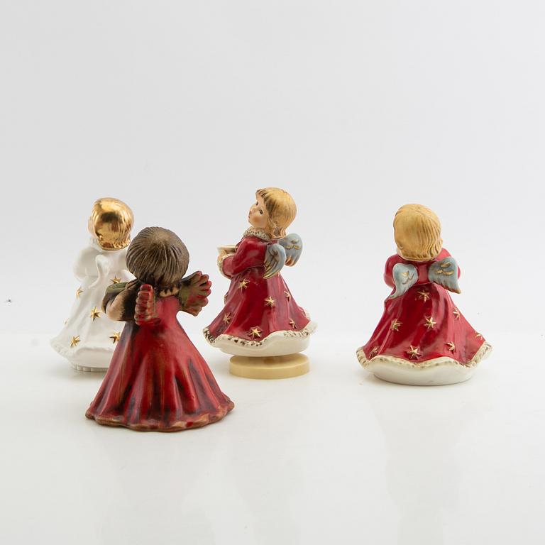 En samling änglar samt adventsljusstake 14 st 1900-tal.