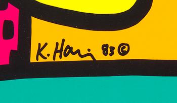 A KEITH HARING, after, poster MONTREUX 1983 Jazz Festival, sined in print.