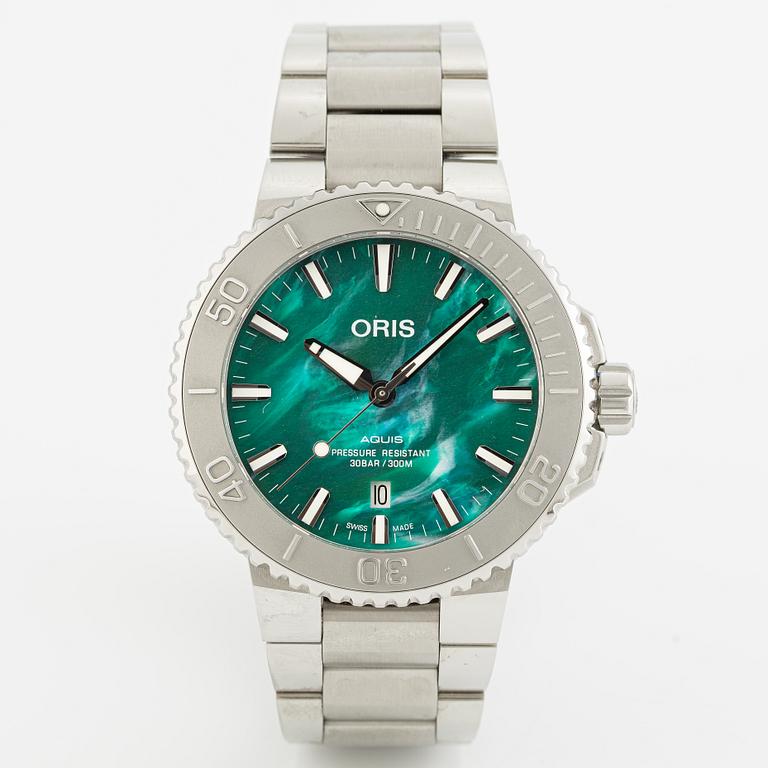 Oris X Bracenet, Aquis, "Fishing net dial", wristwatch, 43.5 mm.