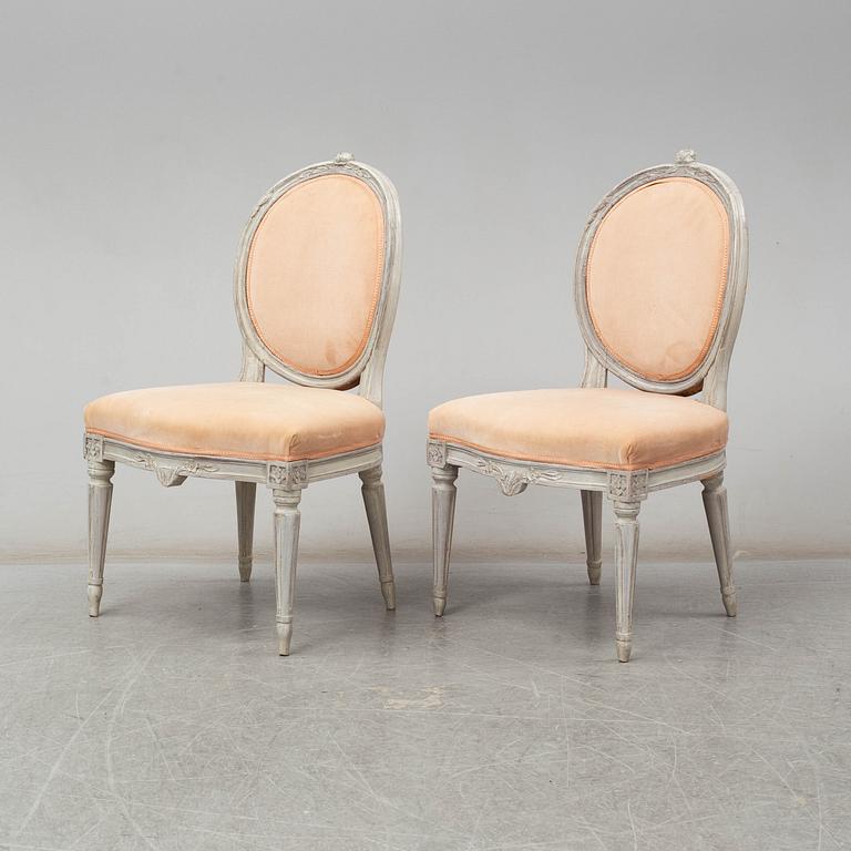 Two Swedish Gustavian chairs, late 18th century.