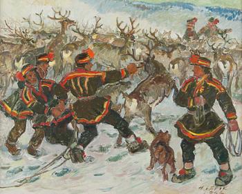 Hugo Lepik, Saamid põhjapõtradega ('Saamelaiset poroineen').