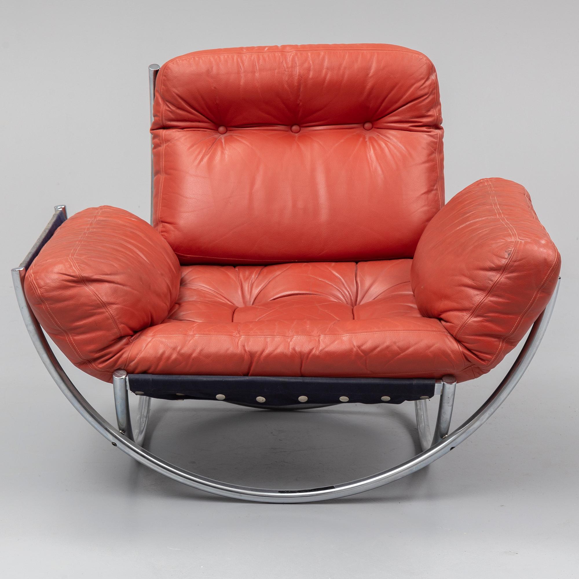 LENNART BENDER, A steel and leather easy chair. Designed in 1967.