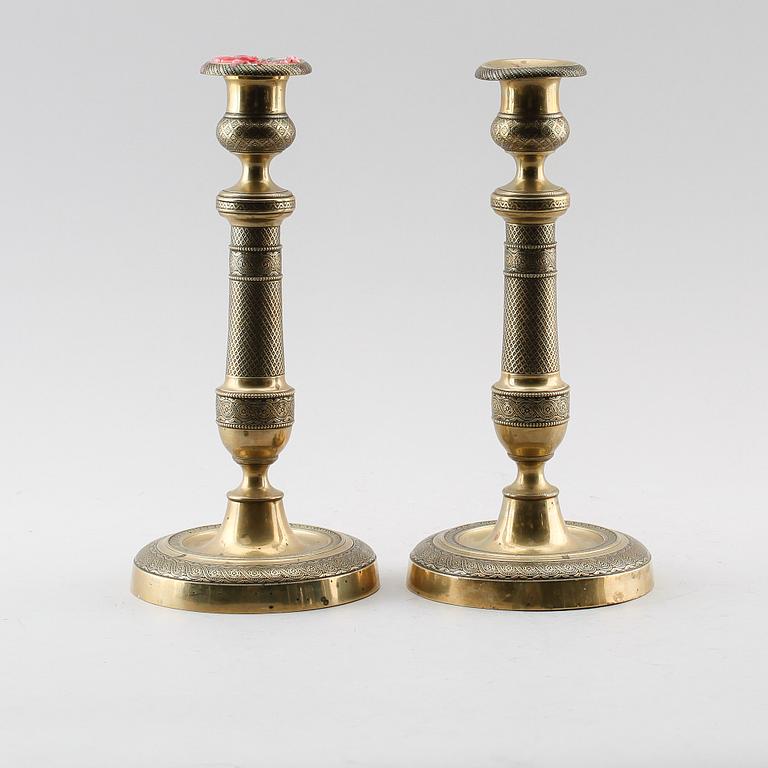 LJUSSTAKAR, 1 par, brons, möjligen Ryssland, empire, 1800-talets första hälft.