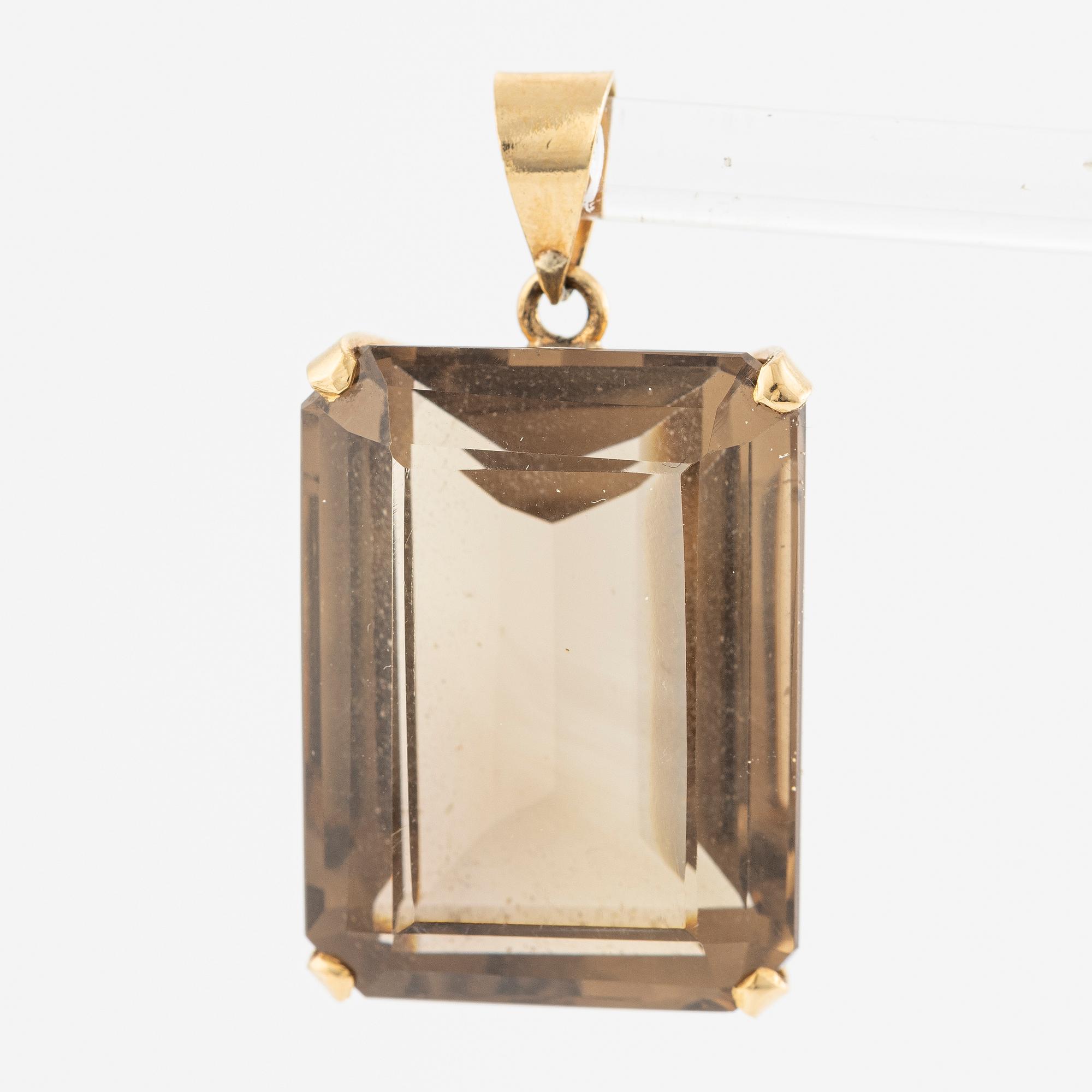 Pendant, 18K gold with smoky quartz.