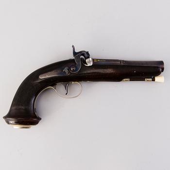PERCUSSION LOCK PISTOL, mid 19th century.