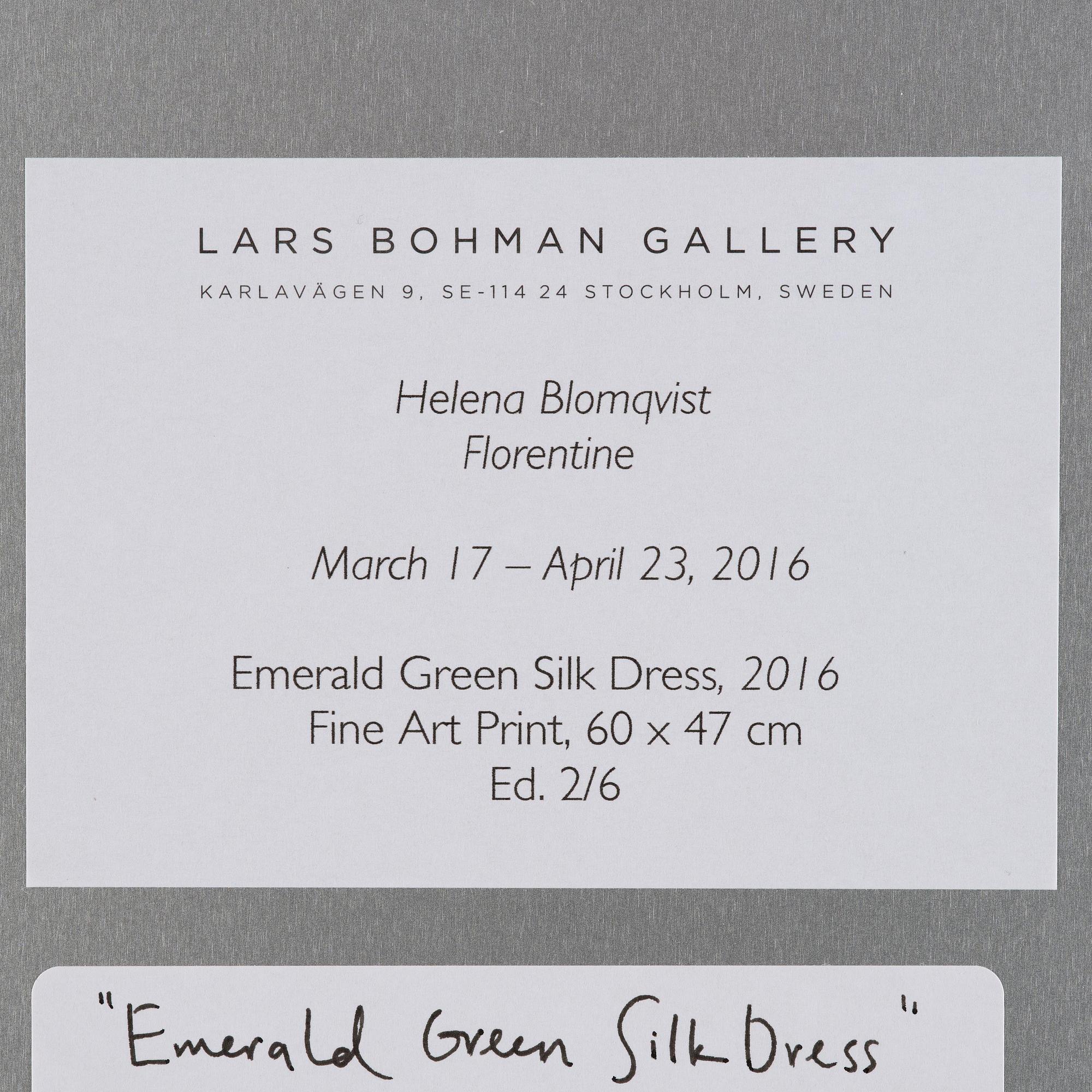 Helena Blomqvist, "Emerald Green Silk Dress", 2016.