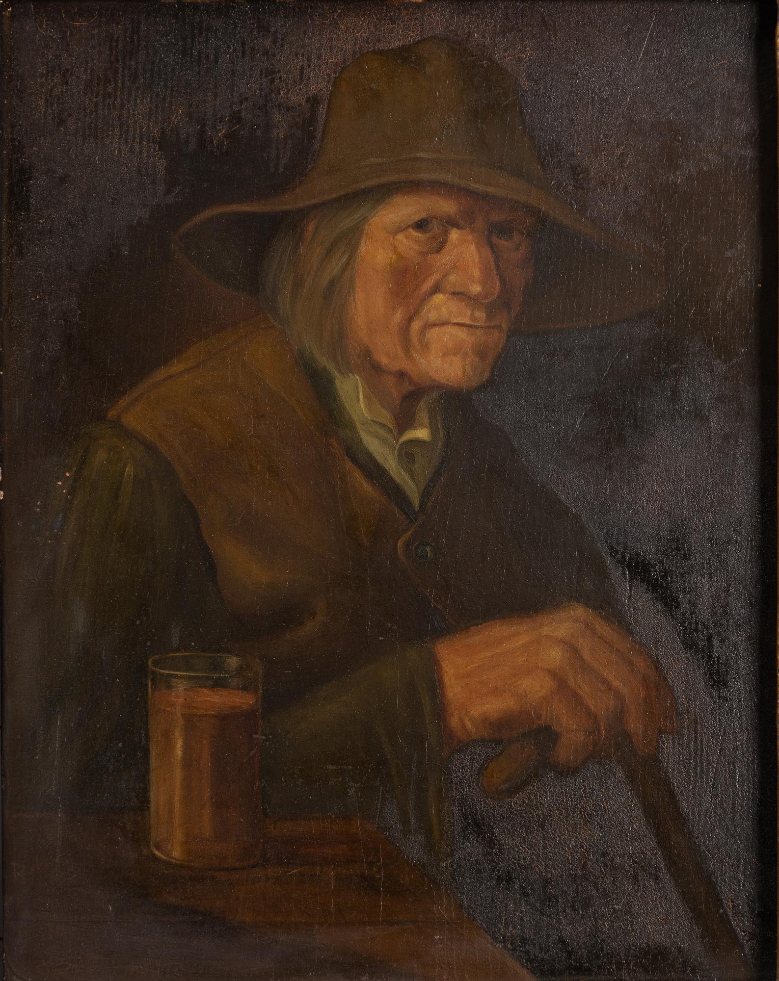 Unknown artist, first half of the 19th century, Man with glass.