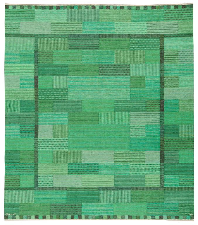 Marianne Richter, CARPET. "Fasad Grön". Flat weave. 273,5 x 236,5 cm. Signed AB MMF MR.