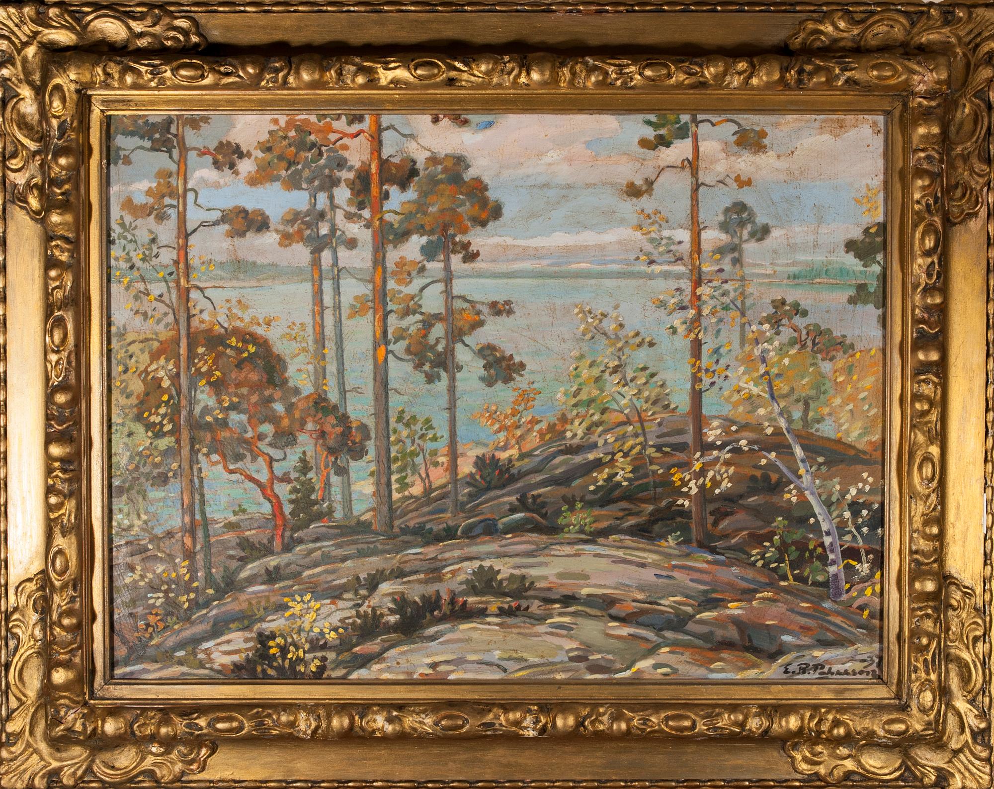 OKÄND KONSTNÄR, olja på skiva, signerad E.R. Pehrsson, daterad 1937.
