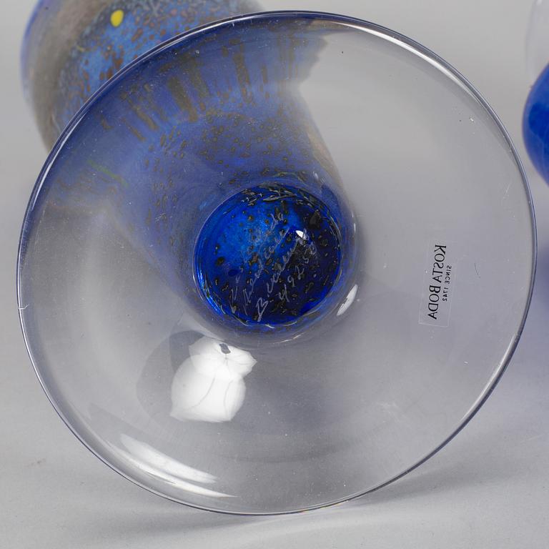 BERTIL VALLIEN, two glass vases, Kosta boda.