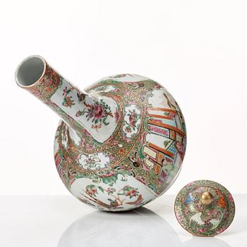 A Canton famille rose vase with cover, Qing dynasty, late 19th Century.