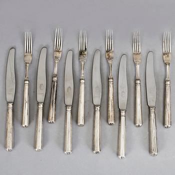 SMÖRGÅSBESTICK, 6+6 delar, silver, Carl Gideon Renander, Stockholm, 1796. Total vikt 492 gram.
