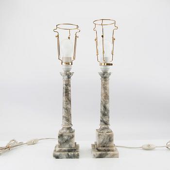 Table lamps 1 pair, late 20th century marble.