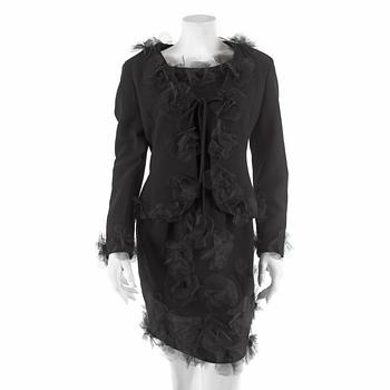 MOSCHINO, black wool cocktaildress with jacket "Cheap and Chic".