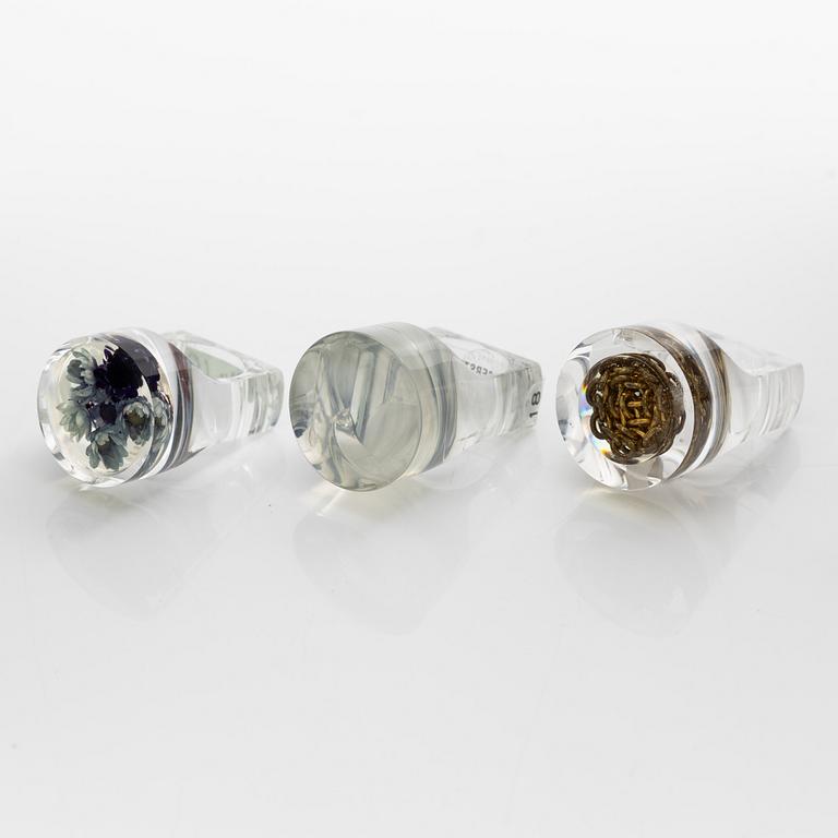 Siv Lagerström, three acrylic rings, 1970s.