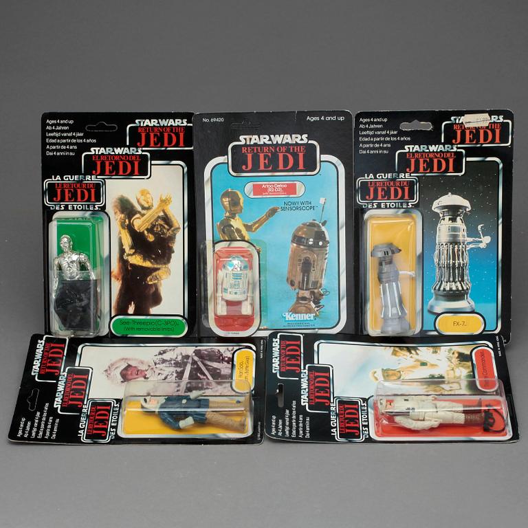 STAR WARS, 5 stycken actionfigurer, Kenner 1983.