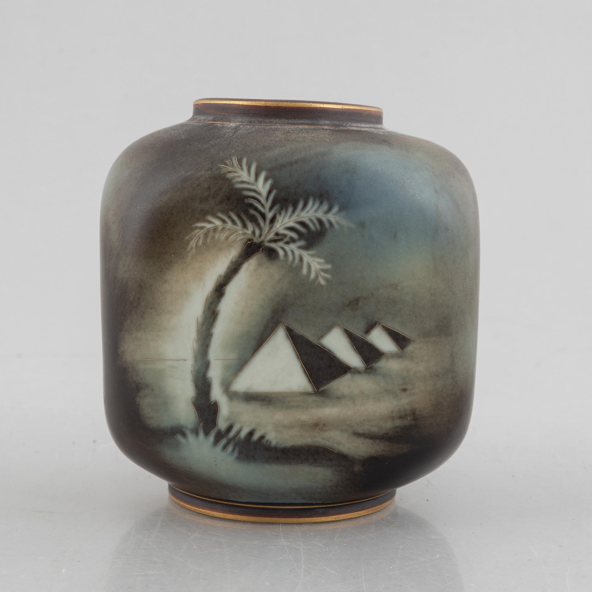 Gunnar Nylund, vas samt fat, "Flambé", Rörstrand-Lidköping, 1930-40-tal.