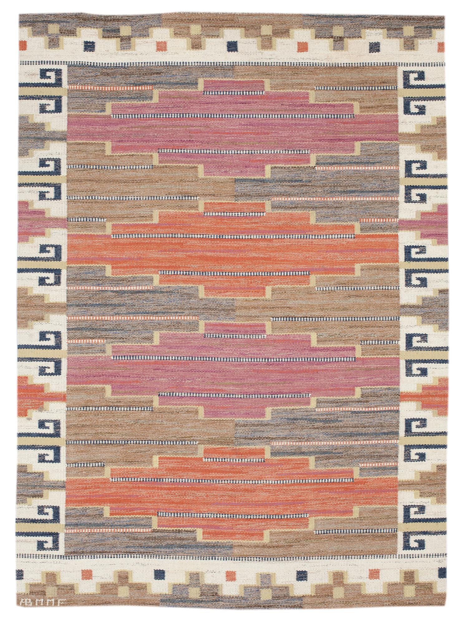 RUG. "Bruna heden". Rölakan (flat weave). 217 x 154,5 cm. Signed AB MMF (AB Märta Måås-Fjetterström).