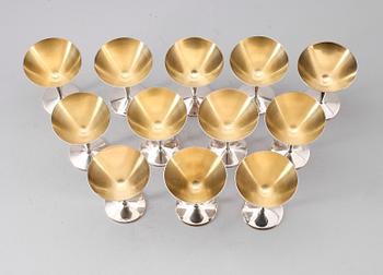 COCKTAILGLAS, 12 st, silver, Ceson, Göteborg 1970-tal. Vikt ca 654 g.