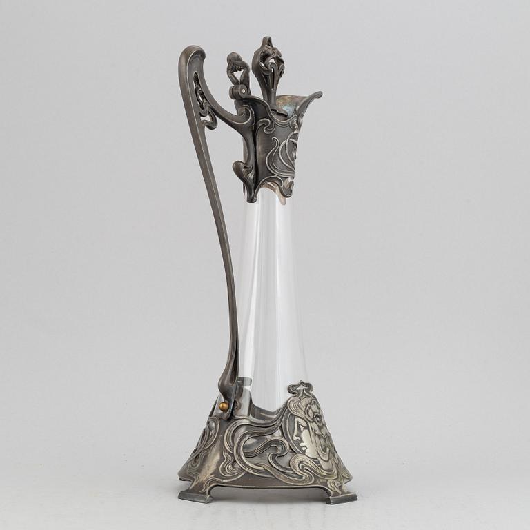 Württembergische Metallwarenfabrik, an Art Nouveau silver plated claret jug, early 20th Century.