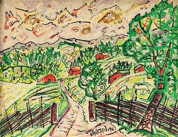Uno Vallman, Landscape with Red Houses.