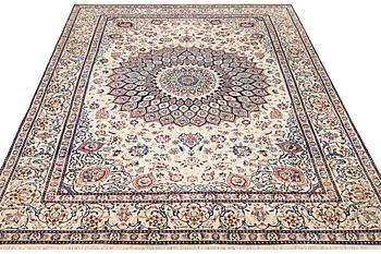 A part silk Nain carpet, 9LA, a. 344 x 245 cm.