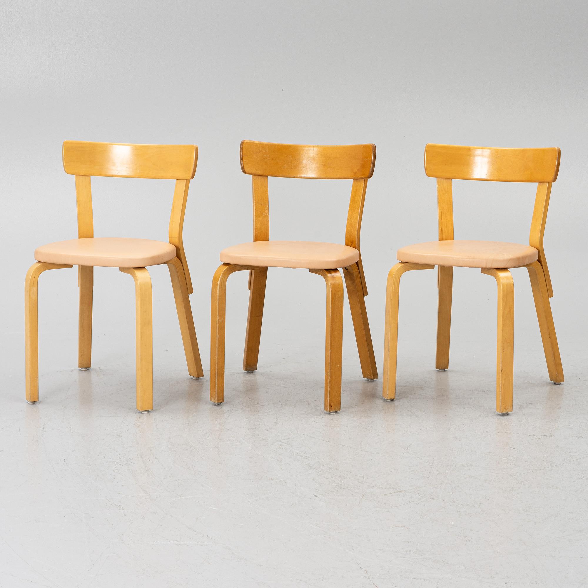 Alvar Aalto, a set of six chairs model 69, Artek, Finland, second half of the 20th century.