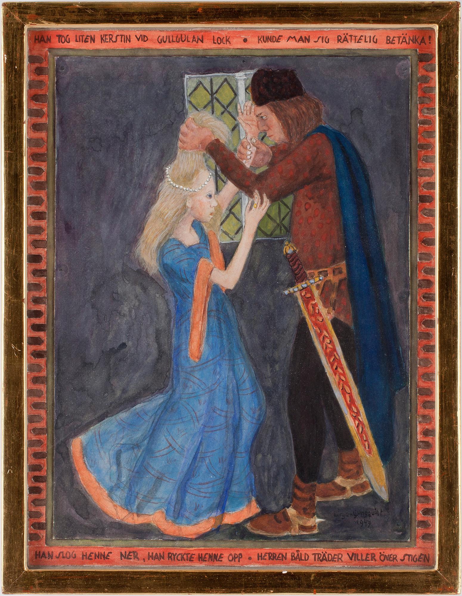 BIRGER LJUNGQUIST, blandteknik på papper, signerad och daterad 1947.