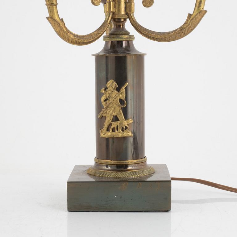 An Empire-style three-light reading light, 20th century.