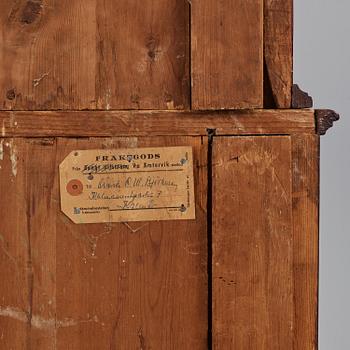 A Swedish rococo mahogany writing cabinet attributed to N. Dahlin (master in Stockholm-1761-87).