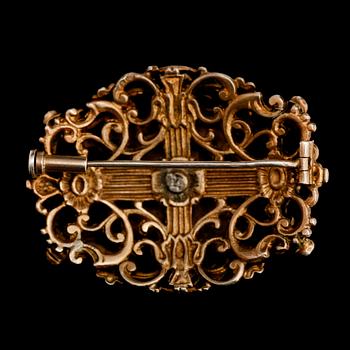 BROSCH, förgyllt silver, 1900-tal.
