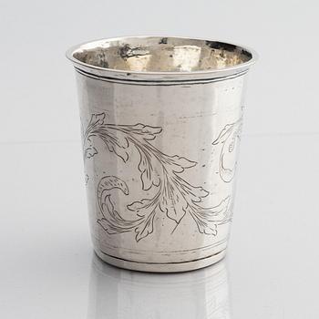 Hans Morten Svane, bägare, silver, Naestved, Danmark (verksam 1750-1772). Rokoko.