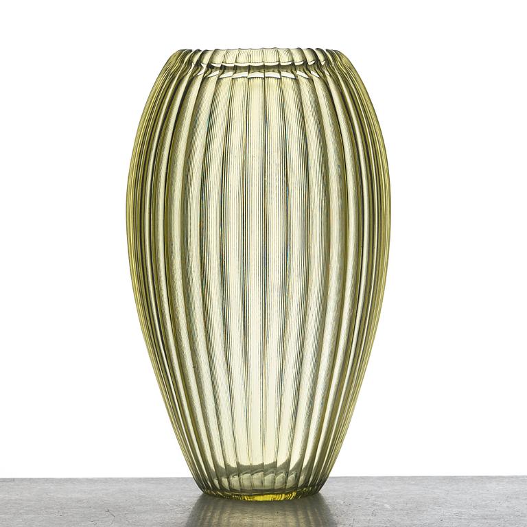 Simon Gate, a cut "Triton" glass vase, designed and executed at Orrefors ca 1918.