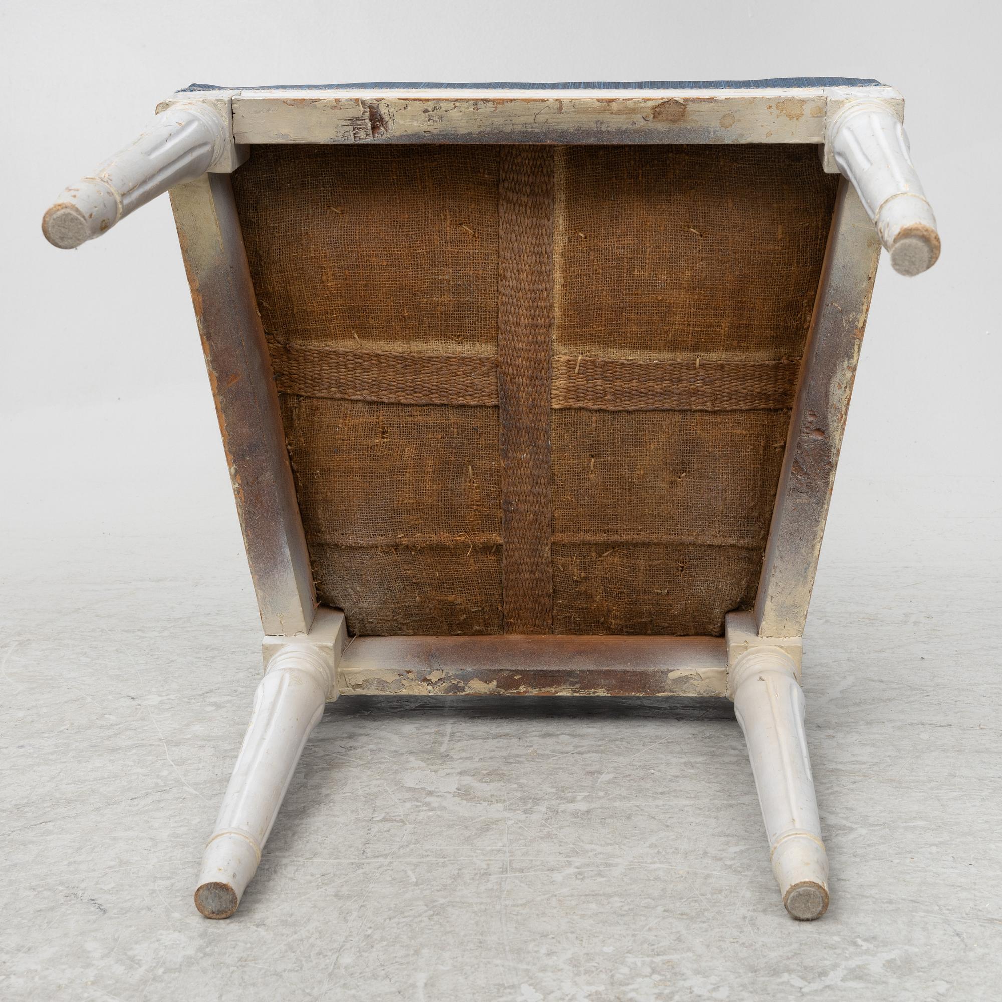 A set of four Gustavian chairs from Lindome, late 18th century.