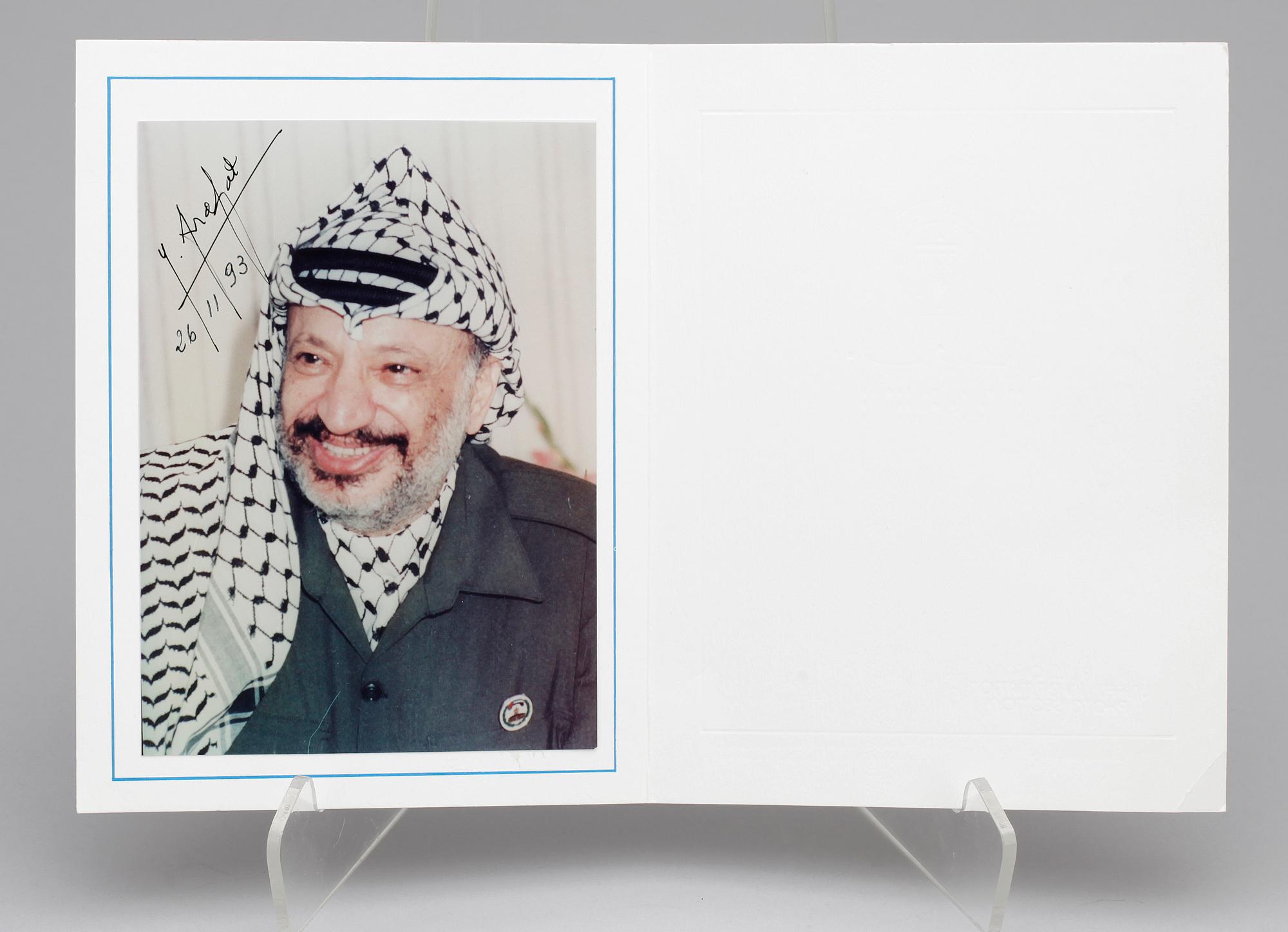 AUTOGRAF YASSIR ARAFAT, (1929-2004), President Palestina, egenhändigt sign o dat 26/11 -93.