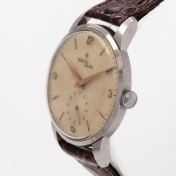 Zenith, Sporto, Oversize, rannekello, 37 mm, teräs, manuaalinen, pleksilasi, 1950-luku.