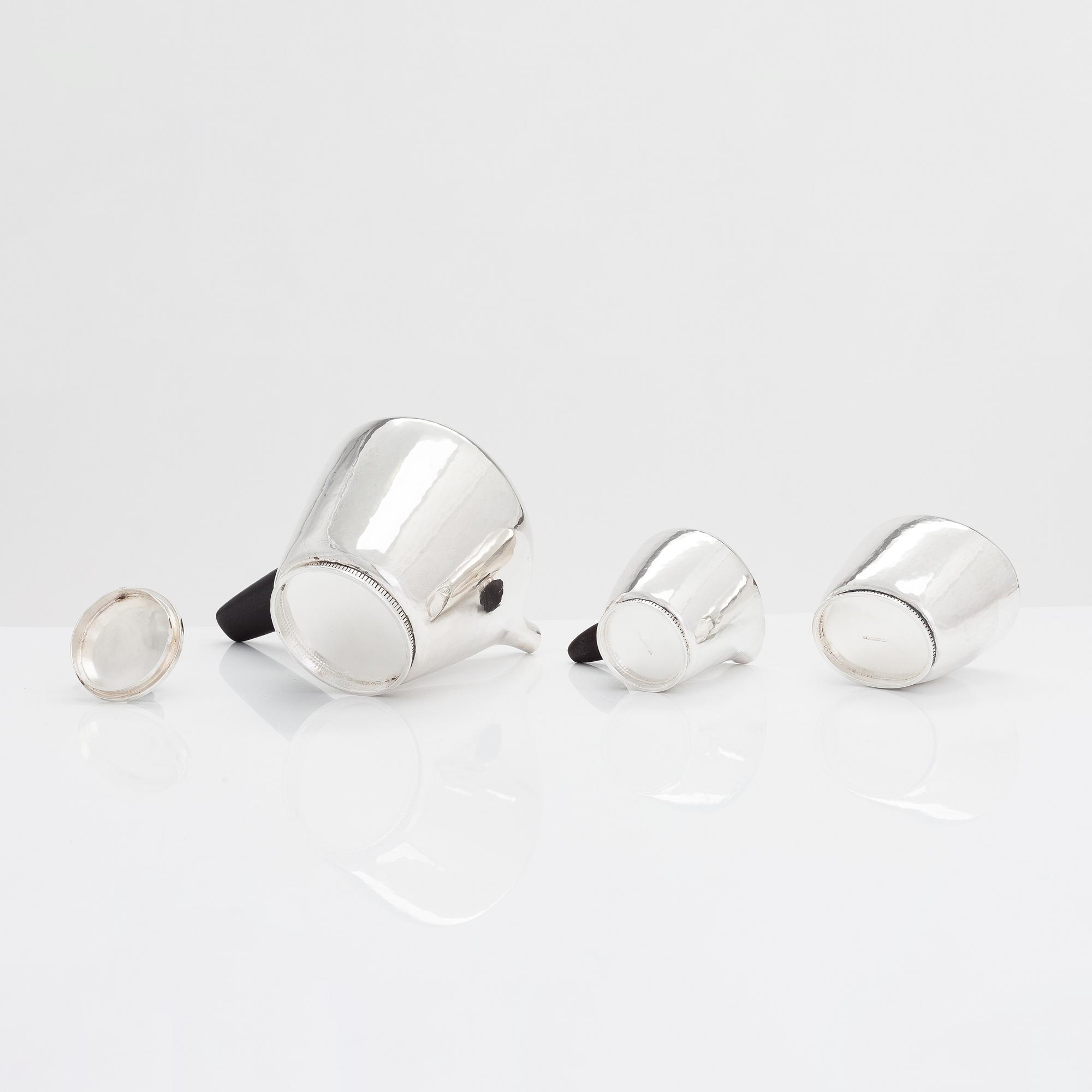 Hannes Niemi, a 3-piece silver hot chocolate/ coffee set, Helsinki 1955.