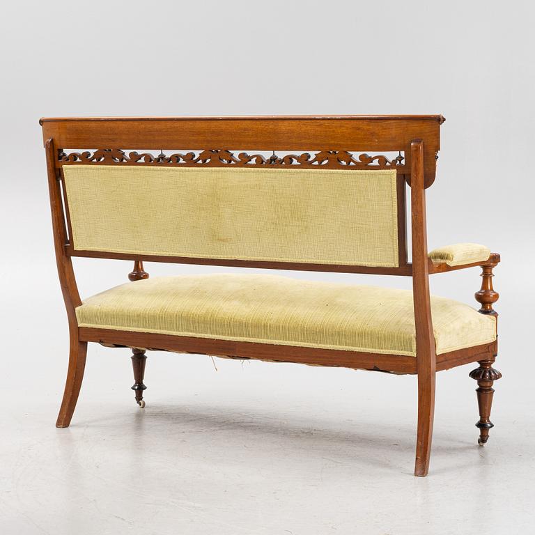 A sofa, two armchairs and four chairs, mahognay, Baltic area, second part of the 19th Century.
