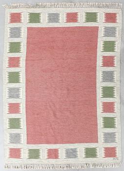 Rug possibly signed by Birgitta Södergren, rölakan, approximately 287x192 cm.