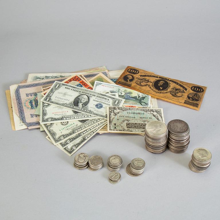 SAMLING MYNT FRÅN USA, mest 1 Dollar från 1878-1935. Tot ca 1039 gram.