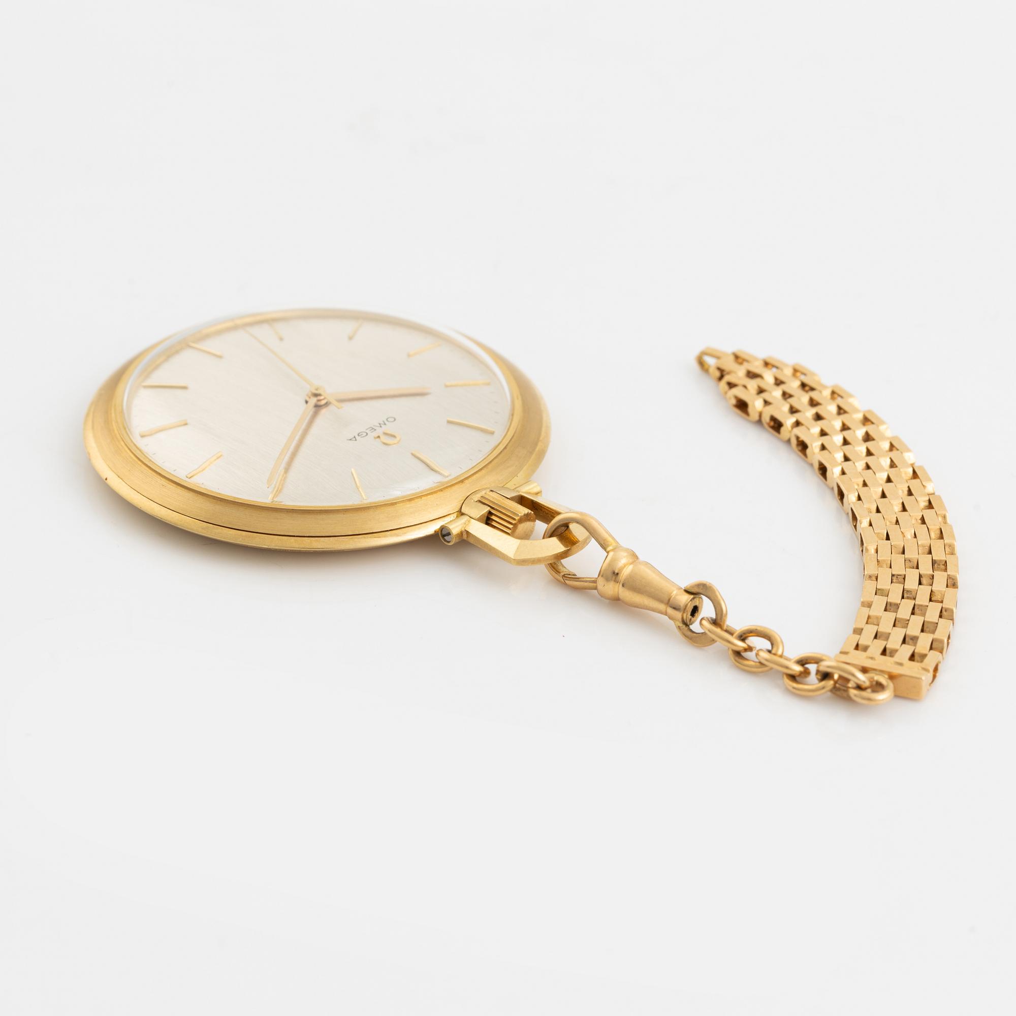 Omega, pocket watch, 18K gold, 43 mm.