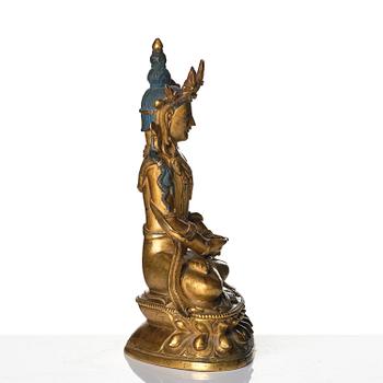 Amitayus, förgylld brons. Mongoliet, 1700-tal.