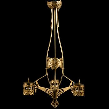 An art nouveau ceiling lamp possibly Russian from early 20th century.